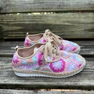 Copper Key Sandbar Crochet Espadrille Floral Lace Up Sneakers Casual Shoes Sz 6M